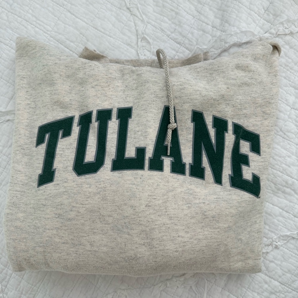 Champion Cream Hoodie with Green Accents